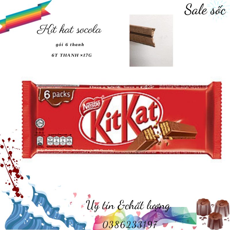 Combo 2 Gói Kitkat phủ socola gói 6 thanh (6 thanh ×17g)