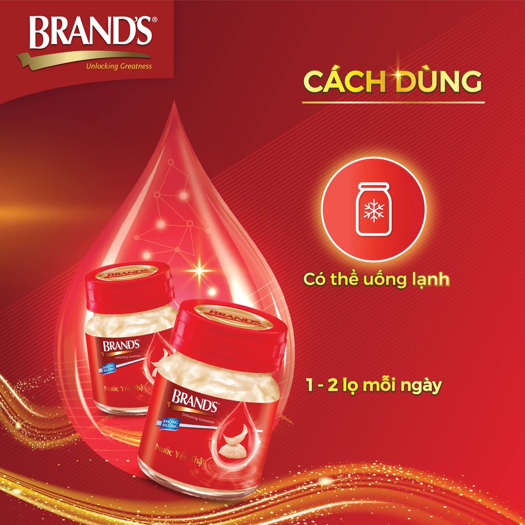 Nước yến thật Brand's không đường và đường phèn hộp 6 hũ