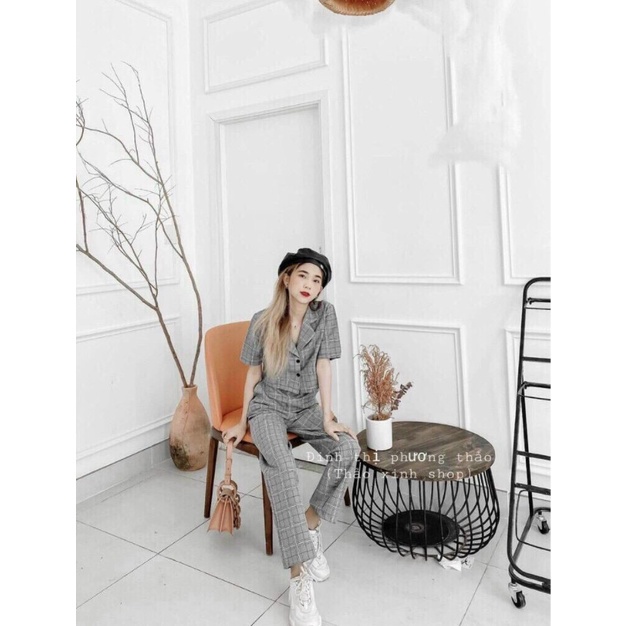 Set đũi quần ống suông phối áo cổ sơ mi kiểu ngắn tay siêu sang