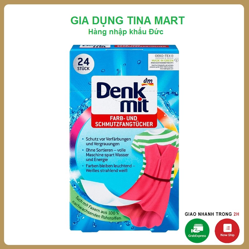 Giấy hút màu và chống phai màu quần áo Denkmit HÀNG CHUẨN ĐỨC - Hộp 24 miếng