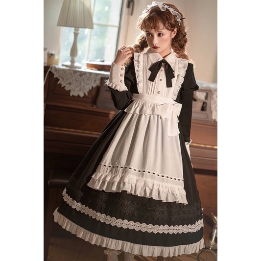 YAS0444-Váy Lolita tạp dề hầu gái dáng dài