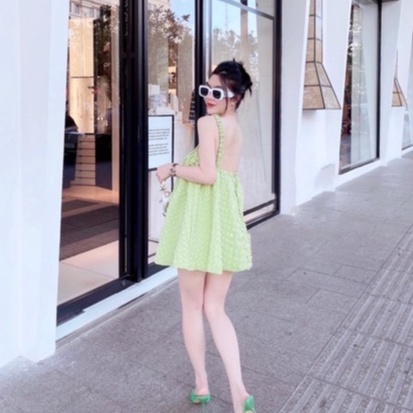 ĐẦM DÂY XỐP XOẮN NGỰC HỞ LƯNG - HÌNH CHỤP THẬT