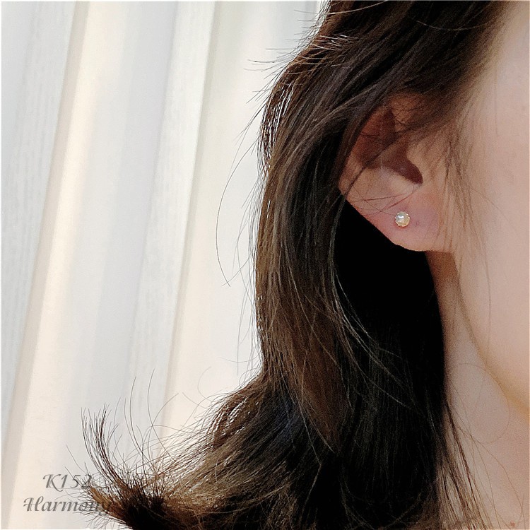 Bông tai ngọc trai nhân tạo nữ bạc 925 chốt bi tròn vặn mạ vàng nhỏ xinh | HARMONY ACCESSORIES K152