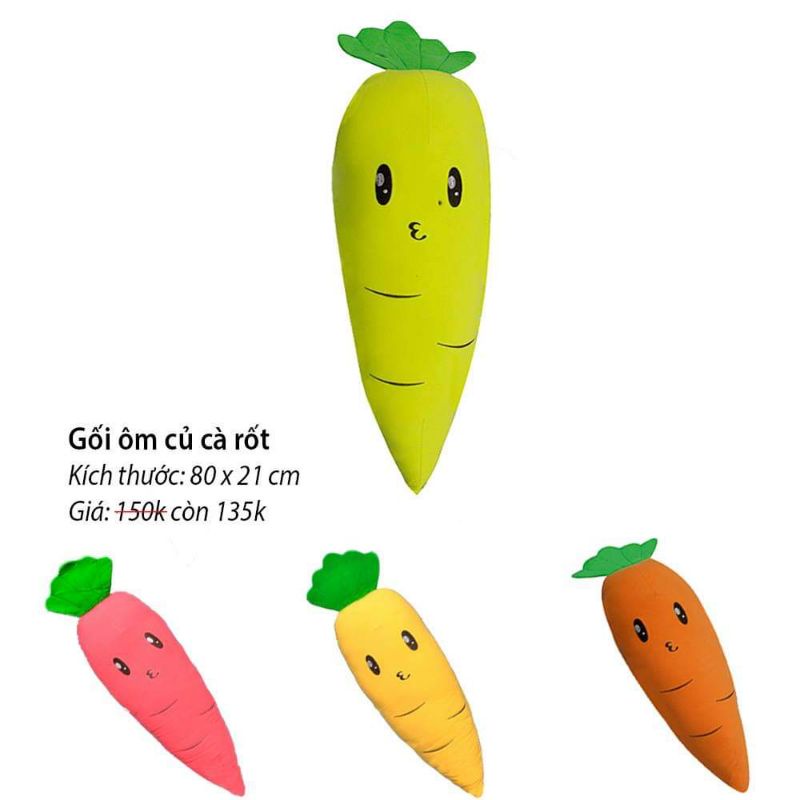 Gối ôm cà rốt Hometex ,gối thú nhồi bông cho bé 80x21cm
