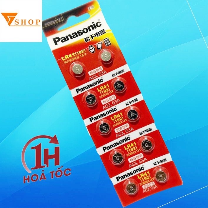 10 viên Pin cúc áo Panasonic AG3 / LR41 / 192 / A76 Alkaline cho đồng hồ, thiết bị điện tử siêu bền