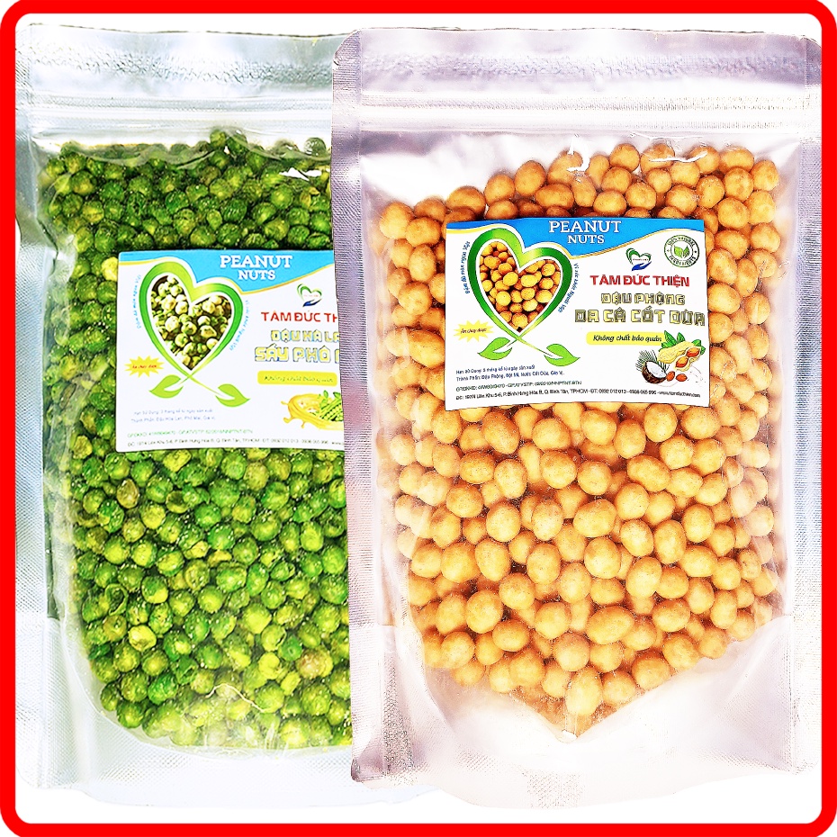Combo 1KG: Đậu phộng da cá nước cốt dừa Công Thức Mới/ đậu hà lan phô mai Tâm Đức Thiện(2 x Túi 500GR) | BigBuy360 - bigbuy360.vn