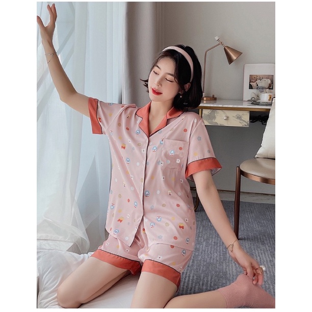 Bộ đùi Pizama lụa mềm mặc ngủ mặc nhà cao cấp Y38