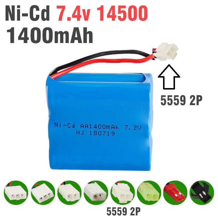 Pin sạc 14500 7.2v 1400mah ghép 2 hàng cho xe mô hình điều khiển jack nối 5559 2P