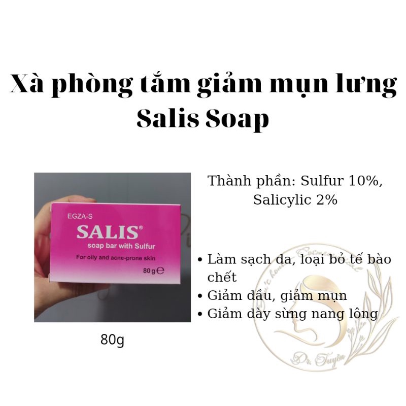 EGZA-S SALIS Soap bar 80g Xà phòng tắm giảm dầu, giảm mụn, dày sừng nang lông 80g