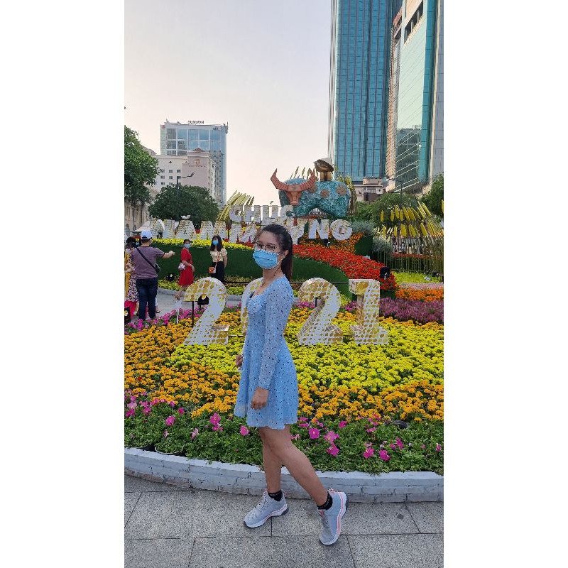 váy hoa xanh đẹp