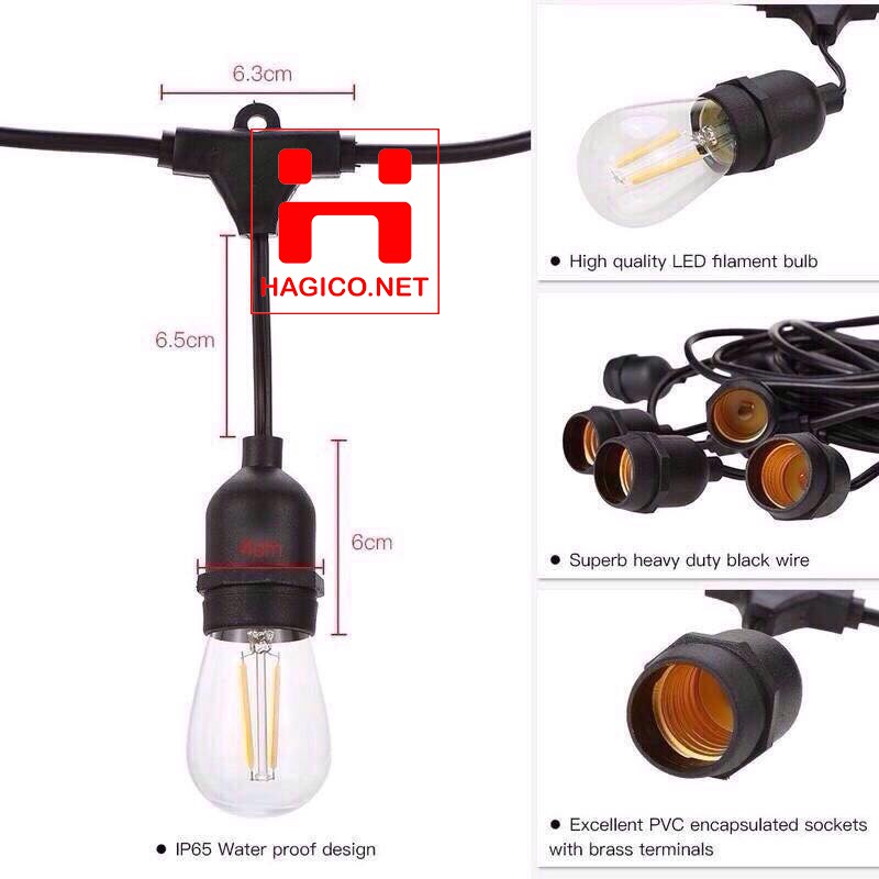 Đui đèn chống nước 5m 10 đui E27