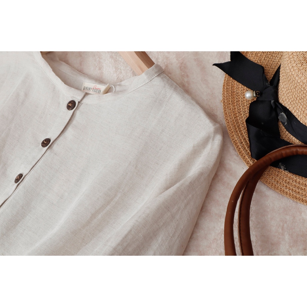 Áo Linen tưng KANAMY tay dài màu xám