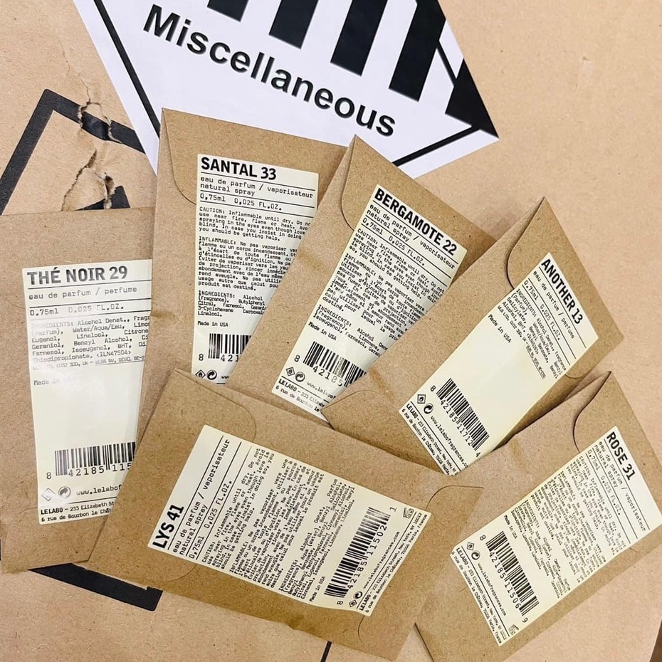 Vial nước hoa Le Labo / LeLabo A13, S33, N29, L41, B22, R31 0.75ML Tonka 25 Baie 19