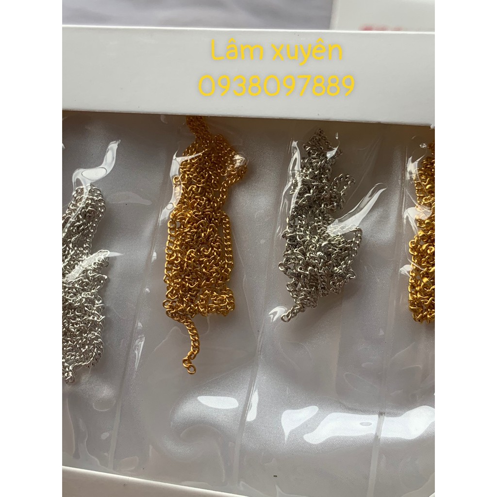 Set dây xích trang trí móngGIÁ RẺ mix 2 màu vàng và bạc, dễ sử dụng, hàng như hình ảnh