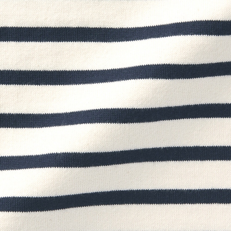 Muji Áo Thun Vải Jersey Sợi Dày Dài Tay-Sọc