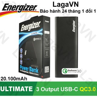 [Freeship toàn quốc từ 50k] Pin sạc dự phòng Energizer 20100mAh 3 cổng Output Quick Charge 3.0 - UE20100CQ