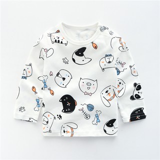 Áo thun dài tay hoạt hình A022-chó mèo cho bé từ 6m-8T