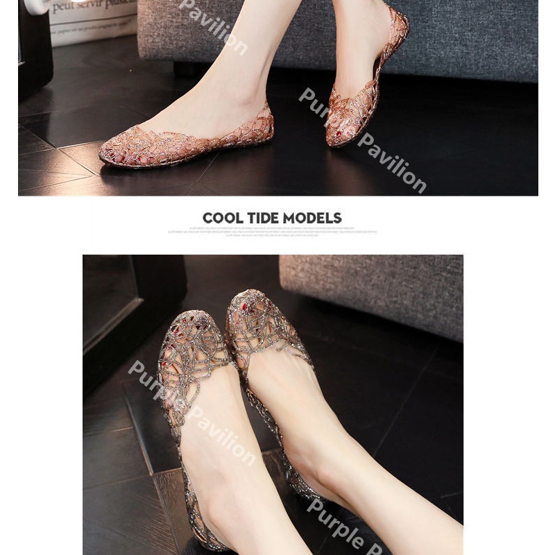 Giày búp bê nhựa dẻo thiết kế đục lỗ thoáng khí cho nữ