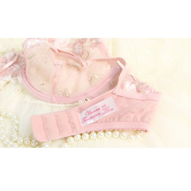 Bộ Đồ Lót Có Gọng Không Đệm Ren Hoa Anh Đào Nhật Bản B067 | BigBuy360 - bigbuy360.vn