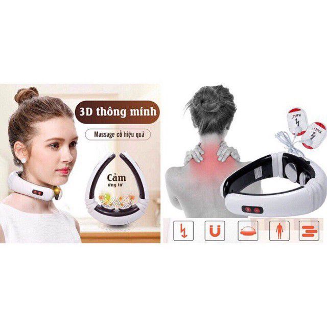 Máy massage cổ cảm ứng xung điện từ 3D thông minh hàng loại 1