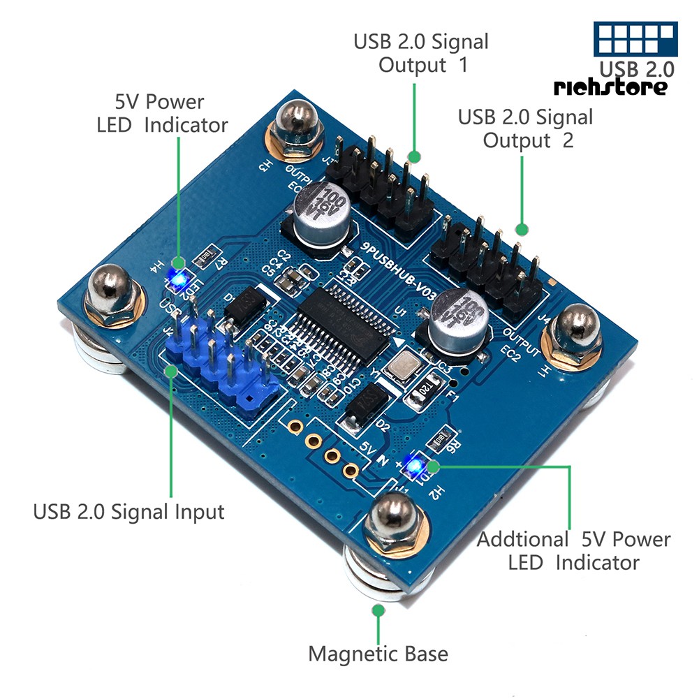 Bộ Chia 4 Cổng Usb 2.0 5v Tốc Độ Cao Có Đế Từ Tính