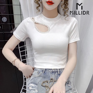 Áo Thun Tay Ngắn Dáng Ôm Thiết Kế Độc Đáo Thời Trang Mùa Hè Phong Cách Châu Âu Mới Cho Nữ
