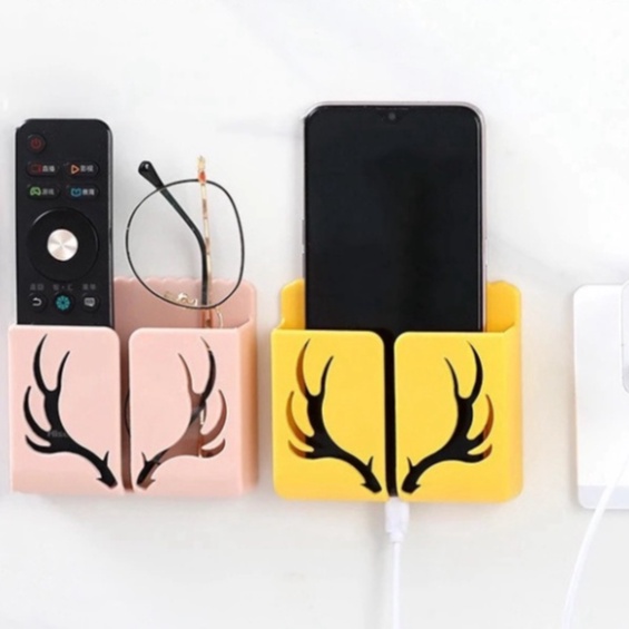 Hộp (Ống) Đựng Đồ Gắn Tường Bằng Nhựa Họa Tiết Sừng Hươu Rỗng 10Cm Đa Năng Cho Điện Thoại, Điều Hòa, Tivi