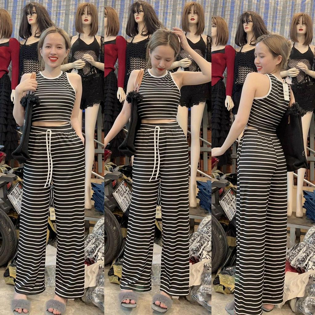 Đồ Bộ Dài Họa Tiết In 3D Cao Cấp,Bộ Thun Ba Lỗ Croptop Quần ống Suông Sang Chảnh Chất Đẹp CHuẩn From Dáng