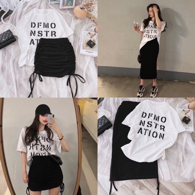 Set Chân Váy Rút Kèm Áo Phông Năng Động Cá Tính Hàng Taobao có Sẵn | BigBuy360 - bigbuy360.vn