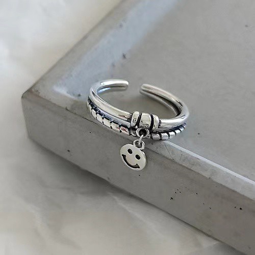 Nhẫn hở hai lớp hình mặt cười phong cách cổ điển cá tính thời trang cho nữ