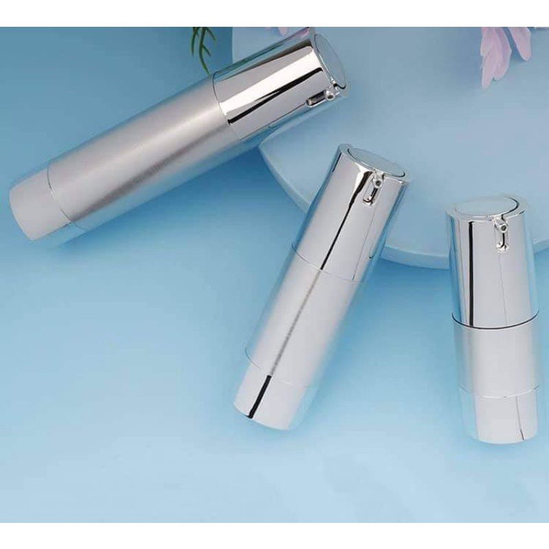 [GIÁ RẺ NHẤT] Chai Chiết Mỹ Phẩm ❤ Chai xịt giọt hút chân không Cao cấp 15ml,30ml,50ml Thân xi bạc Nắp bạc.