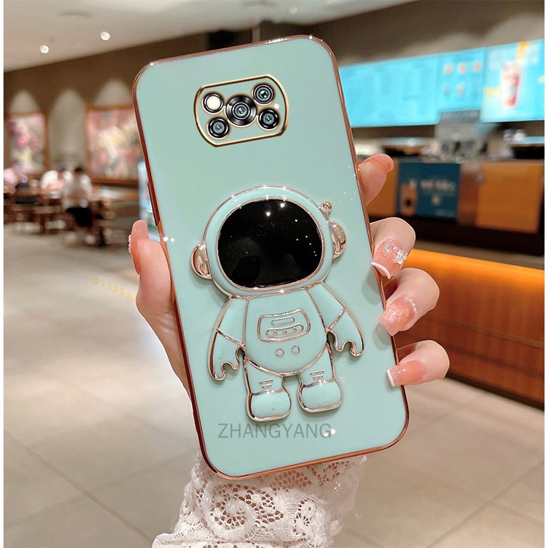 ốp lưng poco x3 pro x3 nfc x3 m3 m4 pro TPU Mạ điện 3D Phi hành gia có chân đế ốp điện thoại poco x3 pro x3 nfc x3 m3 m4 pro