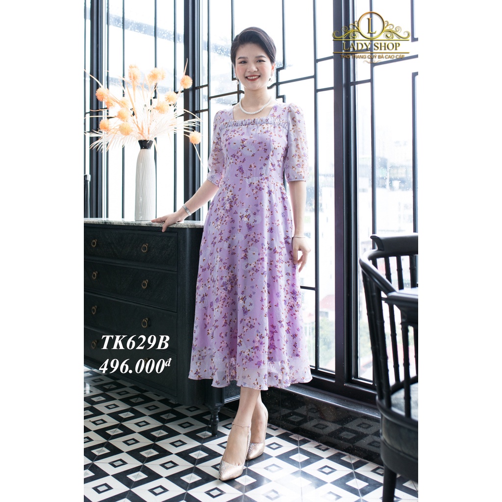 Váy Đầm trung niên Ladyshop thời trang cao cấp thiết kế hoạ tiết hoa nhí TK629 WBS