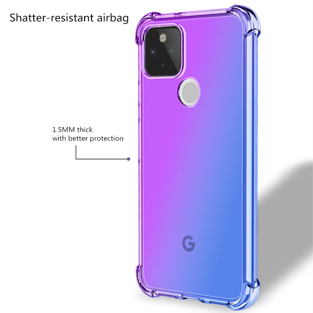 Ốp điện thoại silicon TPU mềm trong suốt chống rơi màu gradient cho Google Pixel 6 5 XL 5A 4A 5G 4 4XL