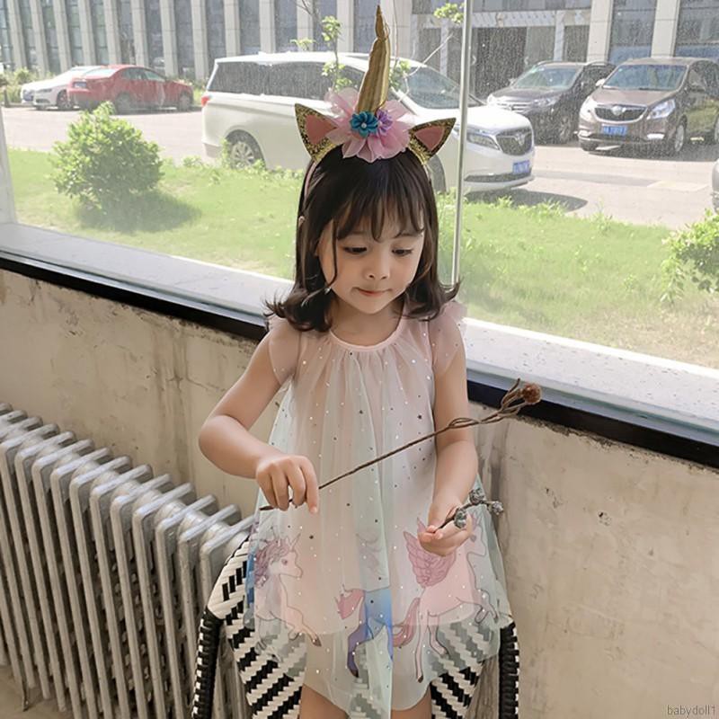 Đầm xòe công chúa kèm băng đô xinh xắn cho bé gái