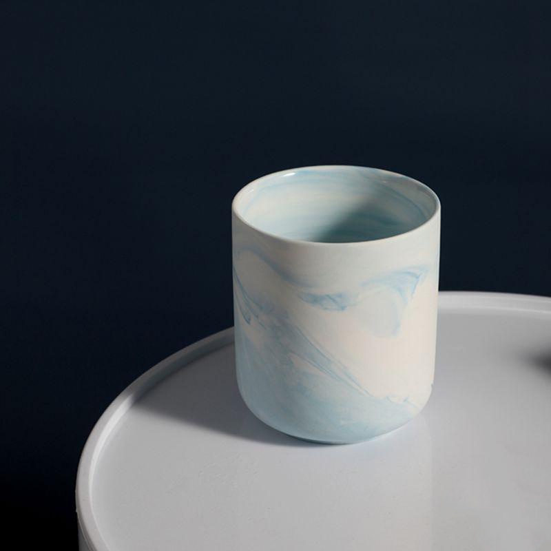 Cốc Đựng Nến Thơm Kèm Nắp Màu Vân Đá Phong Cách Bắc Âu Size 300Ml