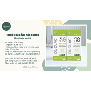 Men vi sinh Hàn Quốc Duolac hộp xanh lá cho bé từ 2 tuổi ( 30 gói)