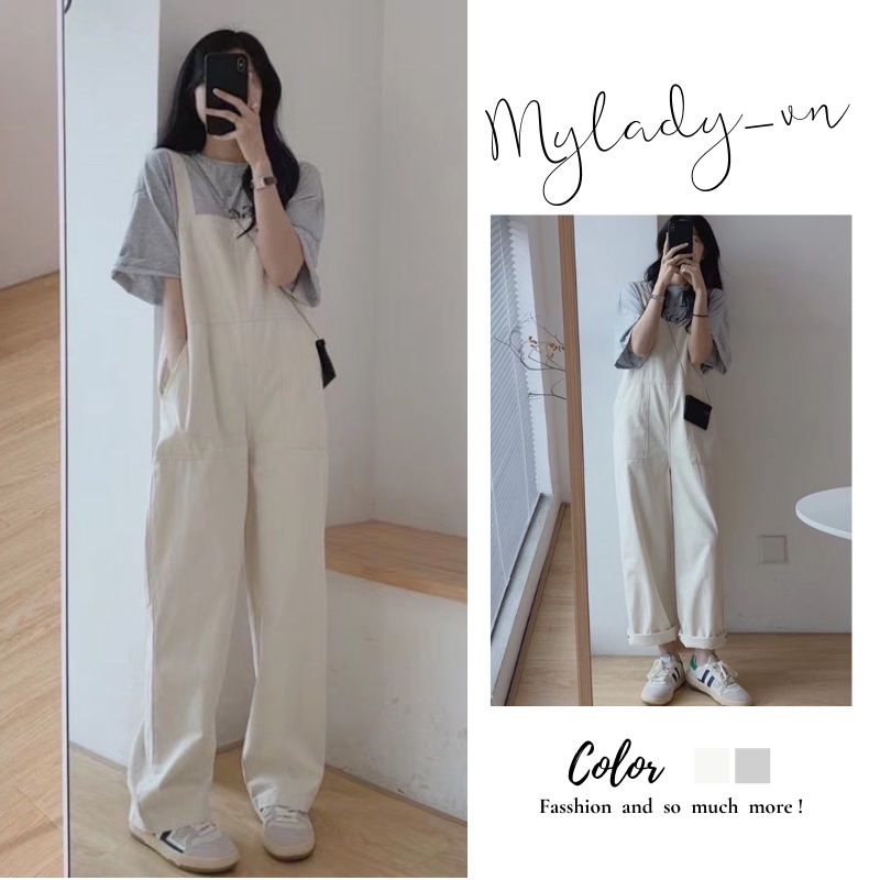 Set yếm 🌸 Bộ quần áo tay lỡ dáng suông dài phong cách Hàn Quốc Ulzzang màu pastel trendy dành cho nữ Mylady
