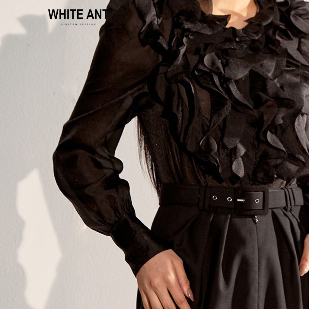 Áo Sơ Mi Nữ Công Sở WHITE ANT CELINA CASCADE COLLAR BLOUSE Cổ Bèo Xoắn Hiện Đại 170300141