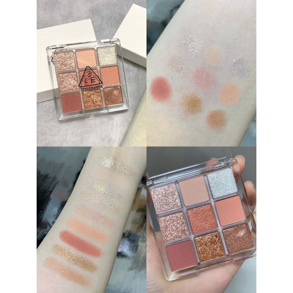 Bảng phấn mắt nhũ 3CE 9 ô Shotagain Delightful Over take Beach muse