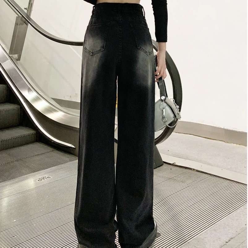 Quần Jeans Nữ Lưng Cao Ống Rộng Thời Trang Hàn Quốc Mới