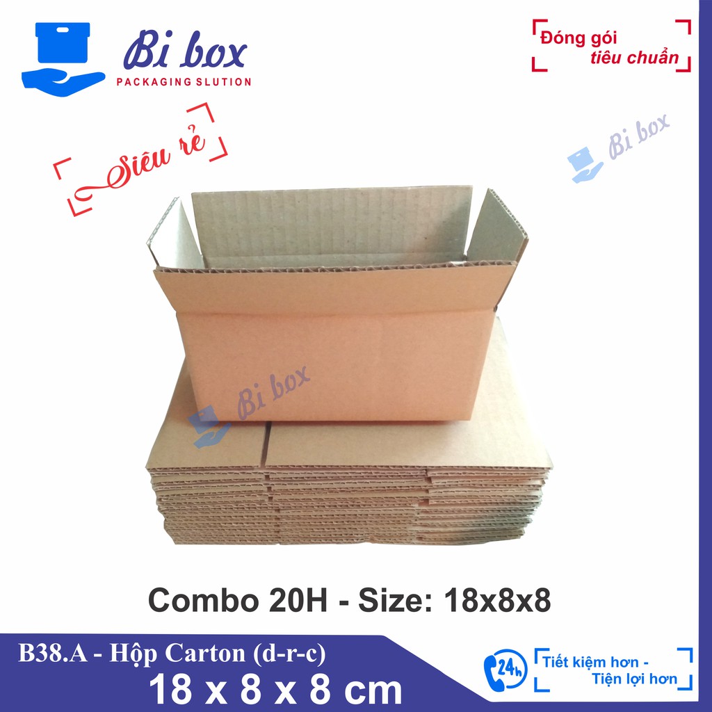 Combo 20 hộp giấy 18x8x8 - thùng hộp carton đóng hàng