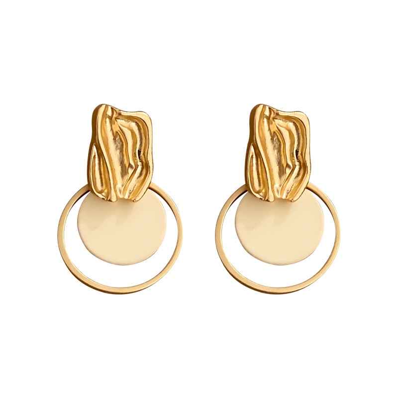 Bông Tai Mạ Bạc 925 Hình Tròn Kiểu Hình Học Phong Cách Retro Hàn Quốc 2022