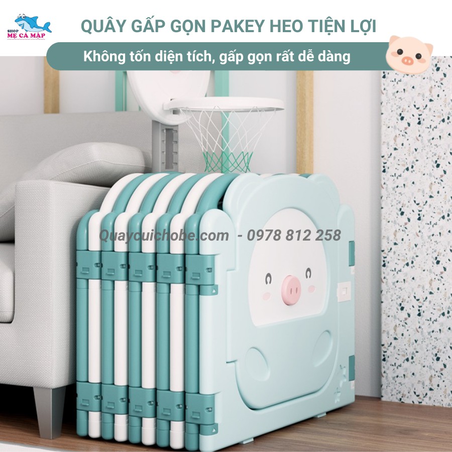 Quây cũi nhựa Pakey Heo TẶNG 100 BÓNG VÀ GIỎ, cũi quây nhựa bản nâng cấp mới nhất siêu dày