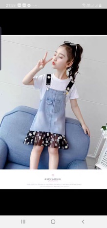 Sét yếm Jean hoa cúc cho bé gái