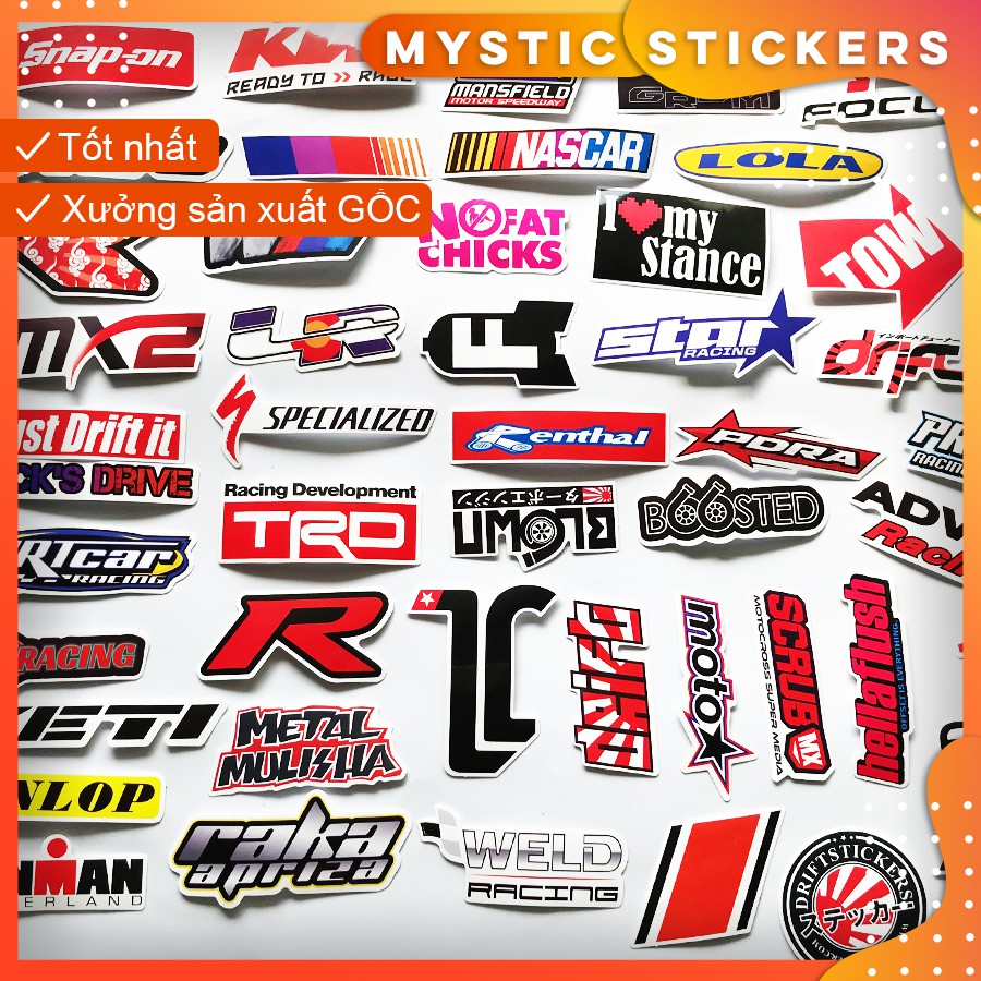 [LOGO ĐUA XE] 100 Sticker chống nước/trang trí,dán xe laptop mũ bảo hiểm vali...