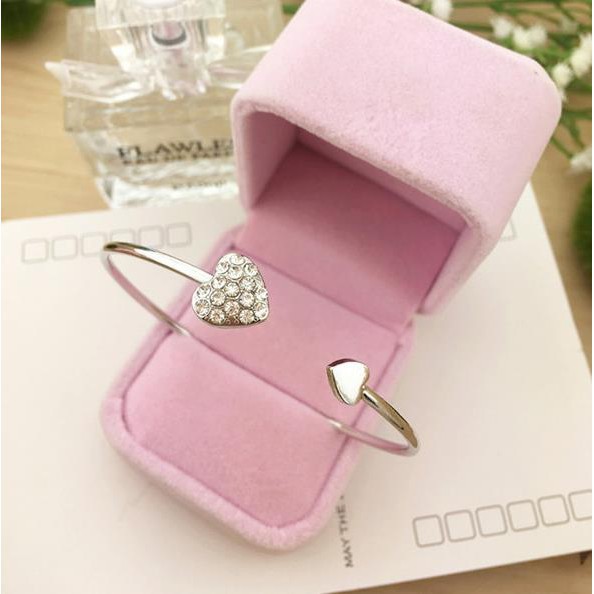 Vòng tay hở trái tim đính đá sang trọng trẻ trung 6.2CM*6.2CM | BigBuy360 - bigbuy360.vn