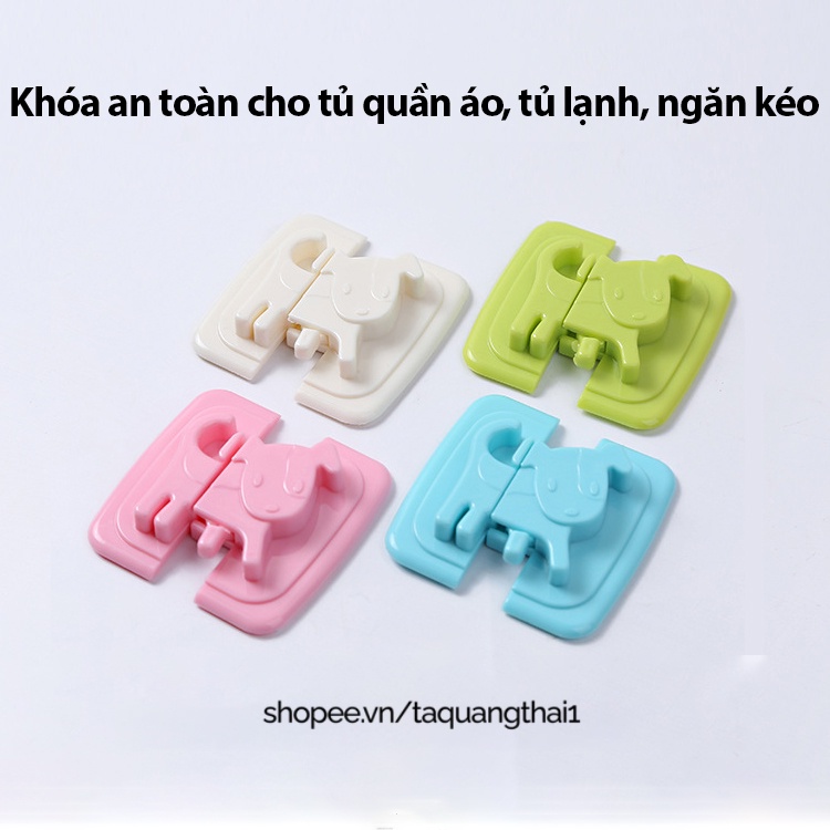 Khóa dán cánh tủ lạnh, chốt ngăn kéo giữ an toàn cho trẻ em có sẵn keo dính không dùng đinh vít, dễ sử dụng
