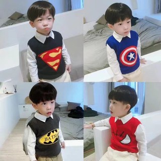 Áo gile len nhện và batman bé trai 8-18kg