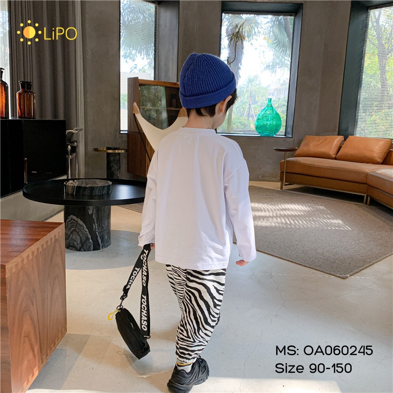 Áo thun cho bé trai, bé gái dài tay mùa thu đông chất cotton trơn 2 3 4 5 6 7 8 tuổi Lipokids - OA060